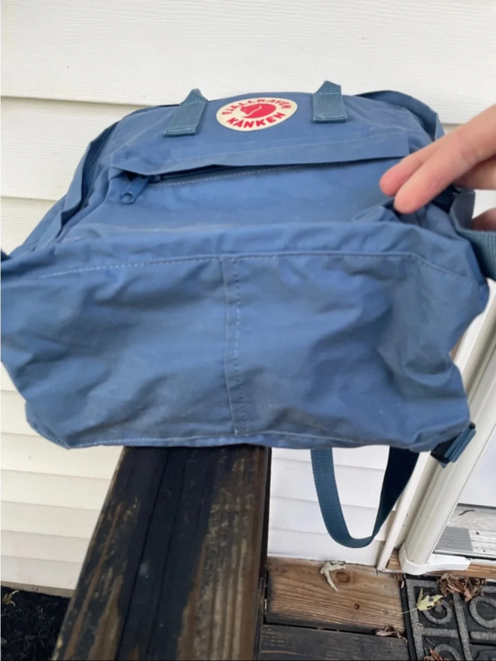 Fjallraven Kanken Backpack in Slate Blue with Red Logo